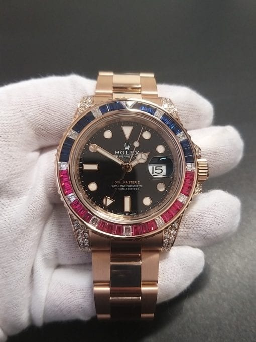 ROLEX GMT MASTER II ROSE GOLD SAPPHIRE 
