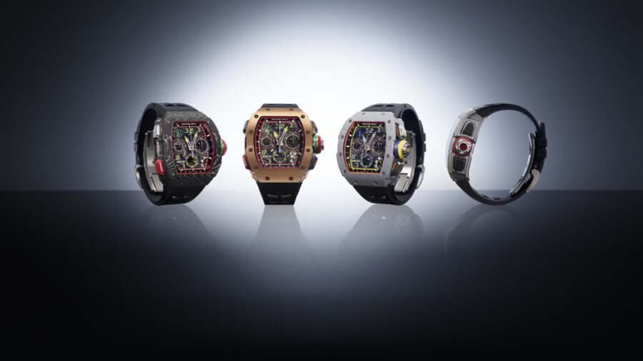 Collezione di orologi Richard Mille con design futuristico e materiali innovativi, simbolo di lusso e tecnologia avanzata.