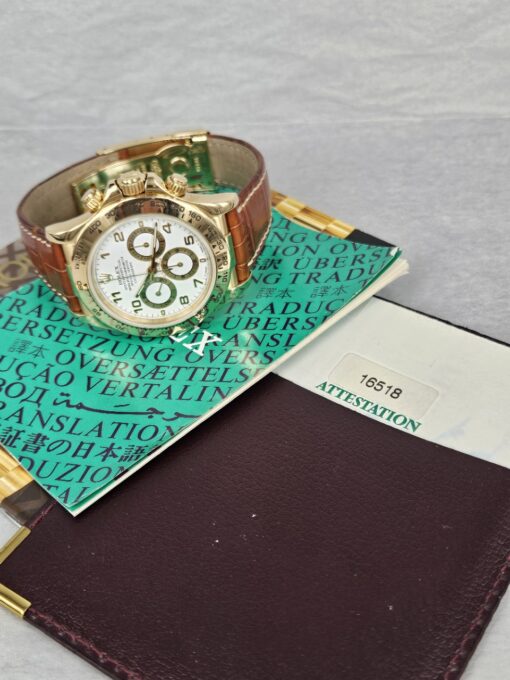 ROLEX DAYTONA YELLOW GOLD LETHER STRAP 16518 - Image 9