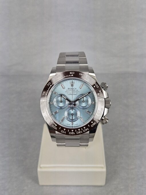ROLEX Platinum Ice Blue Diamond Dial "baguette" 116506