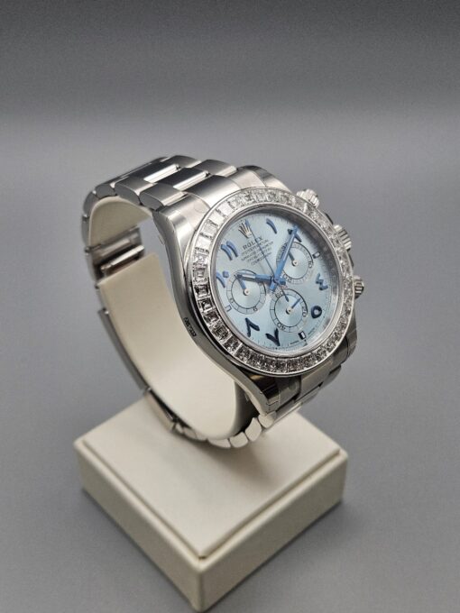 ROLEX DAYTONA Arabic Ice Blue Dial Bugguatte Diamond Bezel Open caseback 126576TBR - immagine 2