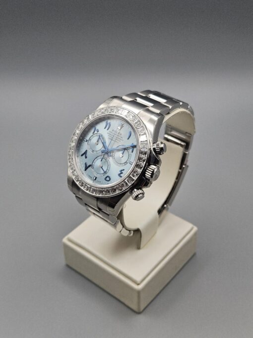 ROLEX DAYTONA Arabic Ice Blue Dial Bugguatte Diamond Bezel Open caseback 126576TBR - immagine 3