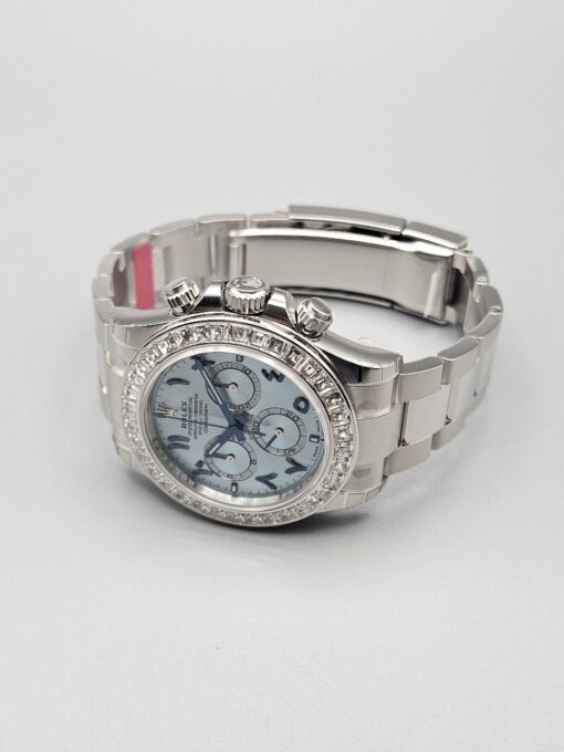 ROLEX DAYTONA Arabic Ice Blue Dial Bugguatte Diamond Bezel Open caseback 126576TBR - immagine 5