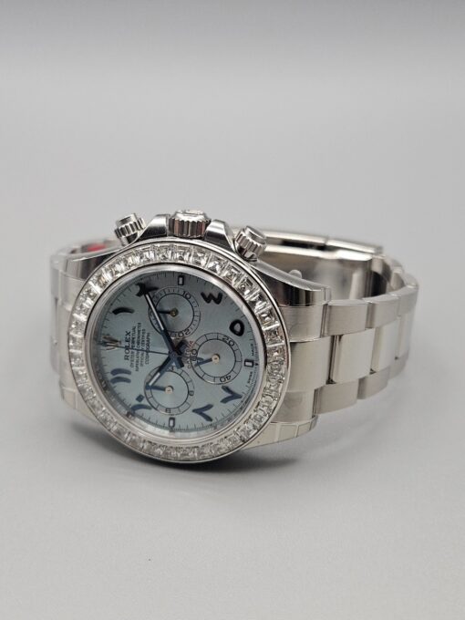 ROLEX DAYTONA Arabic Ice Blue Dial Bugguatte Diamond Bezel Open caseback 126576TBR - immagine 6