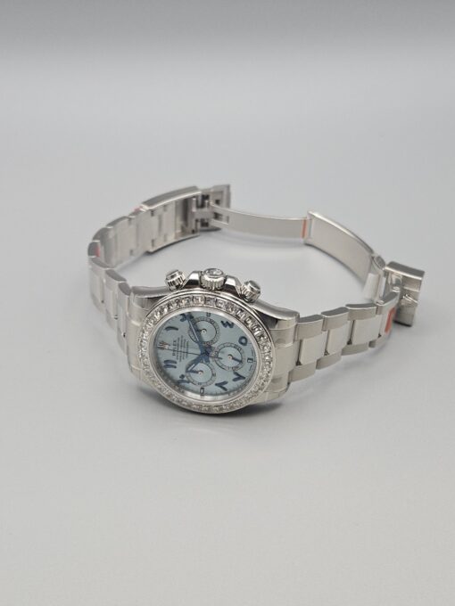 ROLEX DAYTONA Arabic Ice Blue Dial Bugguatte Diamond Bezel Open caseback 126576TBR - immagine 9