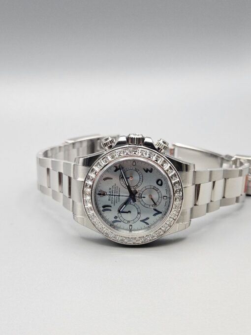 ROLEX DAYTONA Arabic Ice Blue Dial Bugguatte Diamond Bezel Open caseback 126576TBR - immagine 10