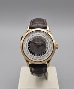 PATEK PHILIPPE WORLD TIME ROSE GOLD ON LEATHER STRAP 5230R-001