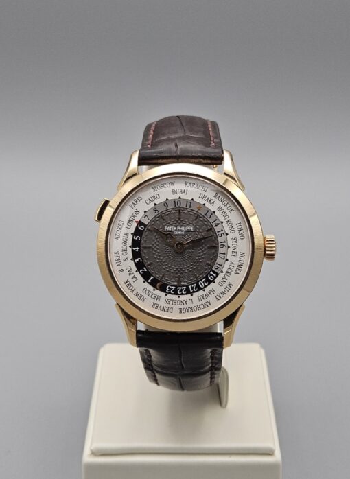 PATEK PHILIPPE WORLD TIME ROSE GOLD ON LEATHER STRAP 5230R-001