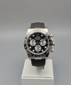 ROLEX DAYTONA WHITE GOLD, BLACK DIAM DIAL OYSTERFLEX 126519LN