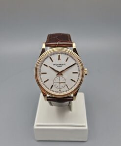 PATEK PHILIPPE CALATRAVA ROSE GOLD WHITE DIAL ON LEATHER STRAP 6119R-001