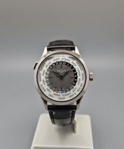 PATEK PHILIPPE WORLD TIME WHITE GOLD ON LEATHER STRAP 5230G-014